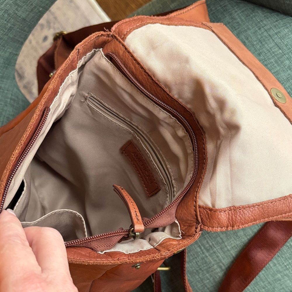 American Leather Co. brown Women backpack Bag purse neutral classic everyday GUC - Picture 12 of 16